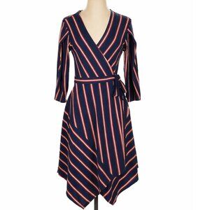 BCBGMAXAZRIA Valet Stripe Handkerchief Wrap Dress XS